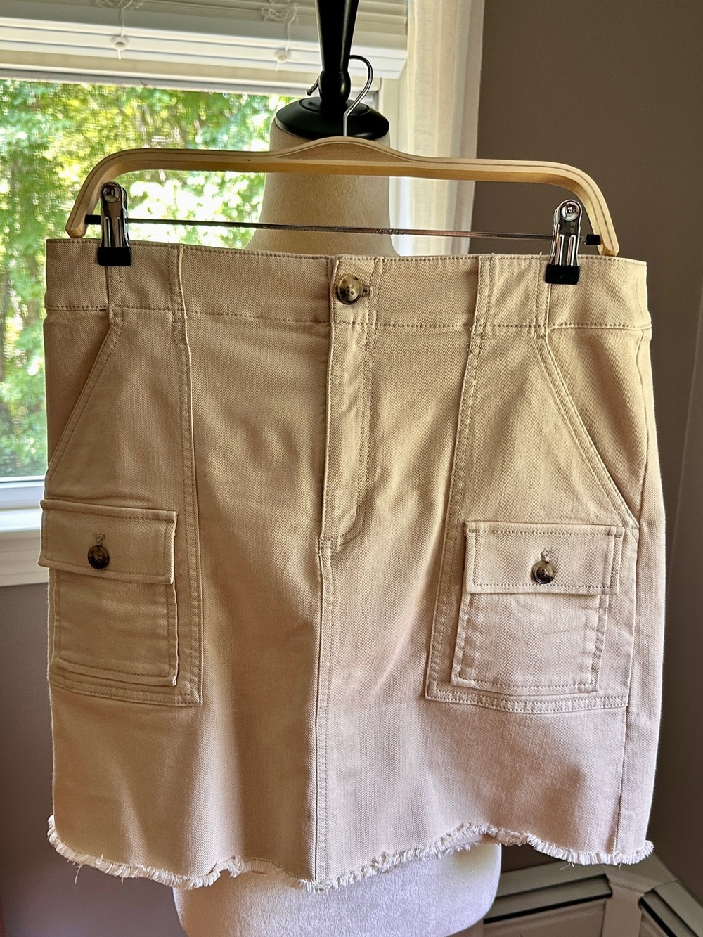 LOFT Beige A-Line Cargo Pocket Skirt